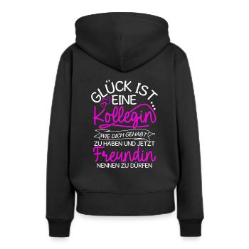 Glück Ist Eine Kollegin Wie Dich Gehabt Zu Haben G - Frauen Premium Bio Hoodie - Schwarz - Hinten - Julia (174cm)