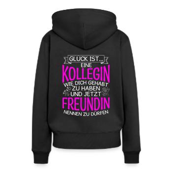 Glück Ist Eine Kollegin Wie Dich Gehabt Zu Haben S - Frauen Premium Bio Hoodie - Schwarz - Hinten - Julia (174cm)