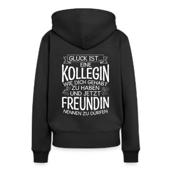 Glück Ist Eine Kollegin Wie Dich Gehabt Zu Haben G - Frauen Premium Bio Hoodie - Schwarz - Hinten - Julia (174cm)