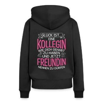 Glück Ist Eine Kollegin Wie Dich Gehabt Zu Haben S - Frauen Premium Bio Hoodie - Schwarz - Hinten - Julia (174cm)