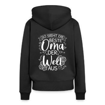So Sieht Die Beste Oma Der Welt Aus - Geschenk Gro - Frauen Premium Bio Hoodie - Schwarz - Hinten - Julia (174cm)