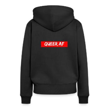 Queer AF LGBTIQ CSD Pride - Sweat à capuche Premium bio Femme - noir - Dos - Julia (174cm)