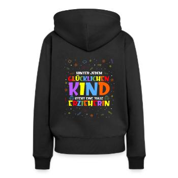 Erzieherin Kita Kiga Kindergarten Tagesmutter Supe - Frauen Premium Bio Hoodie - Schwarz - Hinten - Julia (174cm)