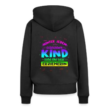 Erzieherin Kita Kiga Kindergarten Tagesmutter Erzi - Frauen Premium Bio Hoodie - Schwarz - Hinten - Julia (174cm)