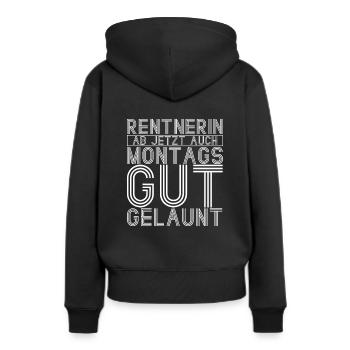 Rentnerin Ab Jetzt Auch Montags Gut Gelaunt! Omi O - Frauen Premium Bio Hoodie - Schwarz - Hinten - Julia (174cm)