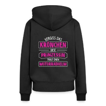Bikerin Motorradfahrerin Kein Krönchen Geschenk Bi - Frauen Premium Bio Hoodie - Schwarz - Hinten - Julia (174cm)