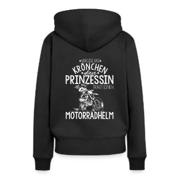 Bikerin Motorradfahrerin Kein Krönchen Helm Prinze - Frauen Premium Bio Hoodie - Schwarz - Hinten - Julia (174cm)