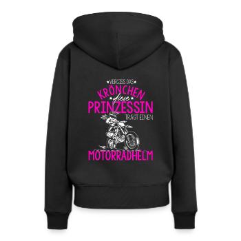 Bikerin Motorradfahrerin Kein Krönchen Geschenk Bi - Frauen Premium Bio Hoodie - Schwarz - Hinten - Julia (174cm)