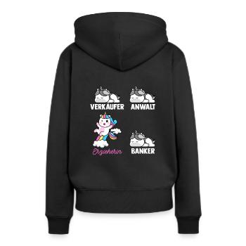 Erzieherin Kita Kiga Kindergarten Tagesmutter Erzi - Frauen Premium Bio Hoodie - Schwarz - Hinten - Julia (174cm)