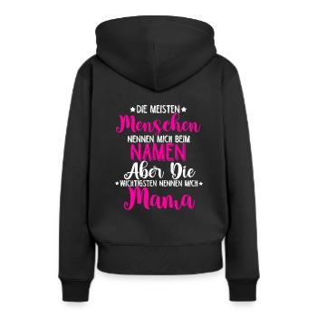 Meisten Menschen nennen mich beim Namen wichtigste - Frauen Premium Bio Hoodie - Schwarz - Hinten - Julia (174cm)