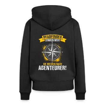 Pfadfinder Stinken Nicht Sie Riechen Nach Abenteue - Frauen Premium Bio Hoodie - Schwarz - Hinten - Julia (174cm)