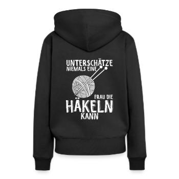 Unterschätze Niemals eine Frau Die Häkeln Kann Häk - Frauen Premium Bio Hoodie - Schwarz - Hinten - Julia (174cm)