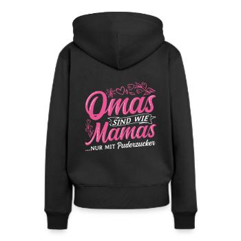 OMAS sind wie MAMAS nur mit Puderzucker - Überrasc - Frauen Premium Bio Hoodie - Schwarz - Hinten - Julia (174cm)