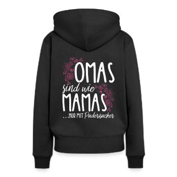 Überraschung Mama Oma Geschenk Pudezucker beste Om - Frauen Premium Bio Hoodie - Schwarz - Hinten - Julia (174cm)