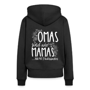 Beste Oma Lieblingsoma Puderzucker Familie Herz Ge - Frauen Premium Bio Hoodie - Schwarz - Hinten - Julia (174cm)