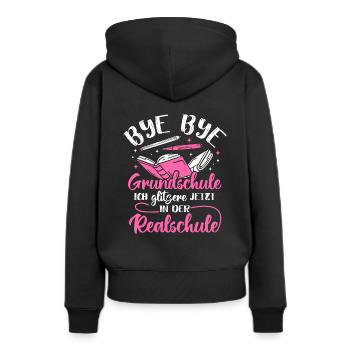 BYE BYE Grundschule ICH GLITZERE JETZT IN DER Real - Frauen Premium Bio Hoodie - Schwarz - Hinten - Julia (174cm)