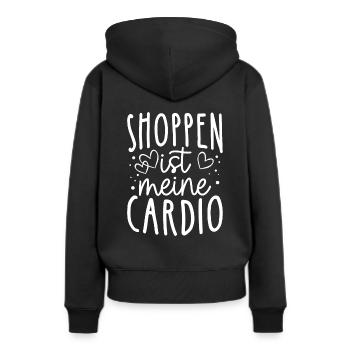 Shoppen Ist Mein Cardio! Shopper Spruch Bummeln Sh - Frauen Premium Bio Hoodie - Schwarz - Hinten - Julia (174cm)