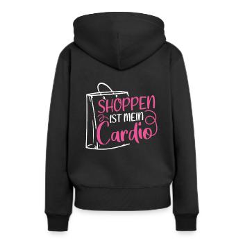 Shoppen Cardio Einkaufen Shopping Süchtig Shopping - Frauen Premium Bio Hoodie - Schwarz - Hinten - Julia (174cm)