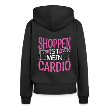 Shoppen Cardio Einkaufen Shopping Süchtig Shopping - Frauen Premium Bio Hoodie - Schwarz - Hinten - Julia (174cm)