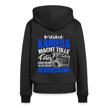 Meine Kamera Macht Tolle Fotos Habe Ich Ihr Beigeb - Frauen Premium Bio Hoodie - Schwarz - Hinten - Julia (174cm)