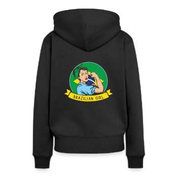 Drapeau de femme brésilienne Cadeau brésilien - Sweat à capuche Premium bio Femme - noir - Dos - Julia (174cm)