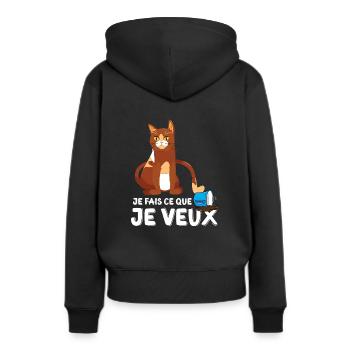 Chat Je Fais Ce Que Je Veux Cadeau Chaton Chat - Frauen Premium Bio Hoodie - Schwarz - Hinten - Julia (174cm)
