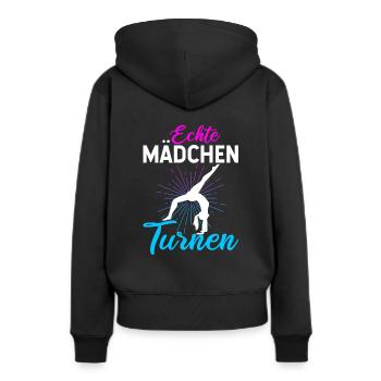Turnen Turntrainer Gymnsatik Sportverein Bodenturn - Frauen Premium Bio Hoodie - Schwarz - Hinten - Julia (174cm)