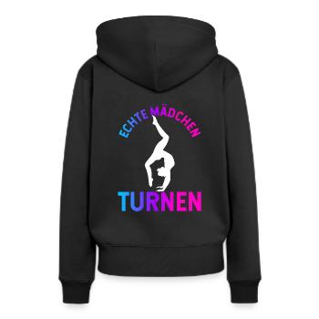 Turnen Turntrainer Gymnsatik Sportverein Bodenturn - Frauen Premium Bio Hoodie - Schwarz - Hinten - Julia (174cm)