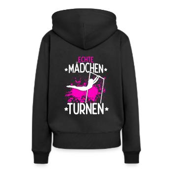Turnen Gymnsatik Turntrainer Sportverein Geschenk - Frauen Premium Bio Hoodie - Schwarz - Hinten - Julia (174cm)