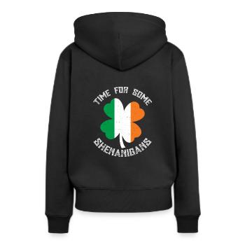 Irland Kleeblatt Shenanigans Saint Patrick’s Day - Frauen Premium Bio Hoodie - Schwarz - Hinten - Julia (174cm)
