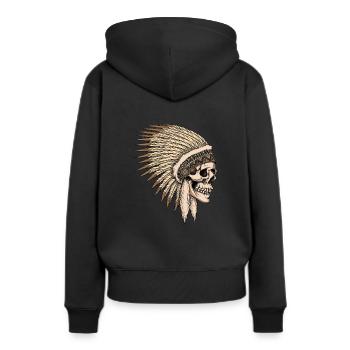 Amerikanischer Ureinwohner Häuptling Schädel - Frauen Premium Bio Hoodie - Schwarz - Hinten - Julia (174cm)
