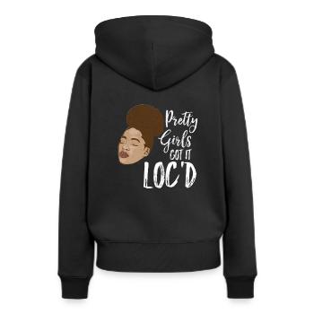 Les jolies filles ont les cheveux bouclés bouclés - Sweat à capuche Premium bio Femme - noir - Dos - Julia (174cm)