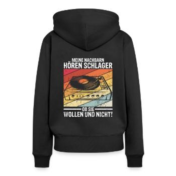 Schlager Schlagermusik Musik Schlagerparty Geschen - Frauen Premium Bio Hoodie - Schwarz - Hinten - Julia (174cm)