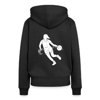 Dunking Joueur De Basket-ball Joueur De Basket-ball D’équipe - Sweat à capuche Premium bio Femme - noir - Dos - Julia (174cm)