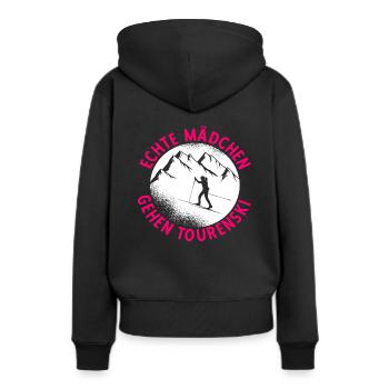 Tourenski Bergsteigen Wandern Geschenk Skitour Tou - Frauen Premium Bio Hoodie - Schwarz - Hinten - Julia (174cm)