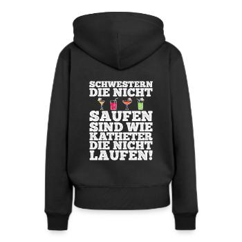 Krankenschwester Schwestern Saufen Bier Wein Spruc - Frauen Premium Bio Hoodie - Schwarz - Hinten - Julia (174cm)