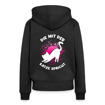 Die Mit Der Katze Spricht Katzenfan Cat Katzenlieb - Frauen Premium Bio Hoodie - Schwarz - Hinten - Julia (174cm)