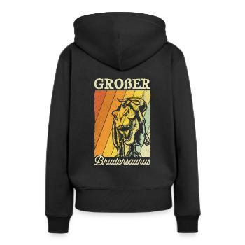 Großer Bruder Geschenk Brudersaurus T Rex Dino Bru - Frauen Premium Bio Hoodie - Schwarz - Hinten - Julia (174cm)
