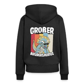 Großer Bruder Geschenk Brudersaurus T Rex Dino Bru - Frauen Premium Bio Hoodie - Schwarz - Hinten - Julia (174cm)