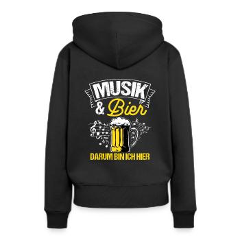 Musik & Bier Darum Bin Ich Hier Saufen Sauftour Bi - Frauen Premium Bio Hoodie - Schwarz - Hinten - Julia (174cm)