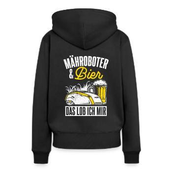 Mähroboter & Bier Das Lob Ich Mir Sauftour Gärtner - Frauen Premium Bio Hoodie - Schwarz - Hinten - Julia (174cm)