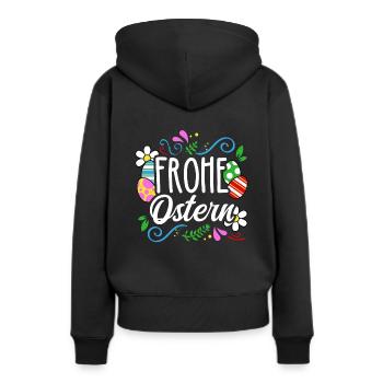 Joyeuses Pâques - Sweat à capuche Premium bio Femme - noir - Dos - Julia (174cm)