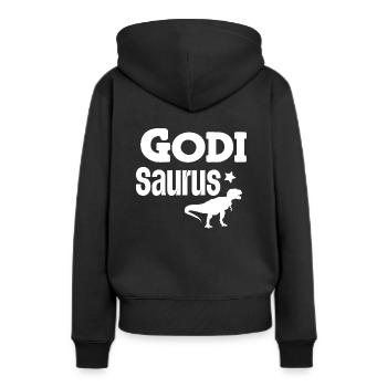 Godi Saurus zur Godi befördert Patentante Österrei - Frauen Premium Bio Hoodie - Schwarz - Hinten - Julia (174cm)