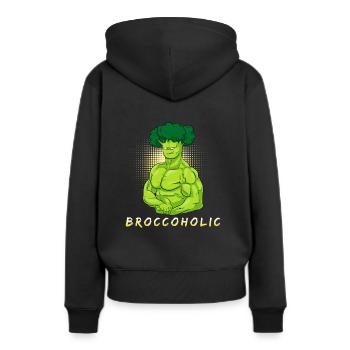 Brocoli végétalien brocoli - Sweat à capuche Premium bio Femme - noir - Dos - Julia (174cm)