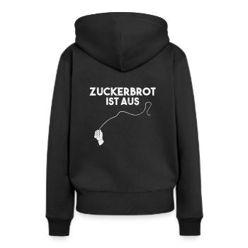 Zuckerbrot ist aus Peitsche - Frauen Premium Bio Hoodie - Schwarz - Hinten - Julia (174cm)