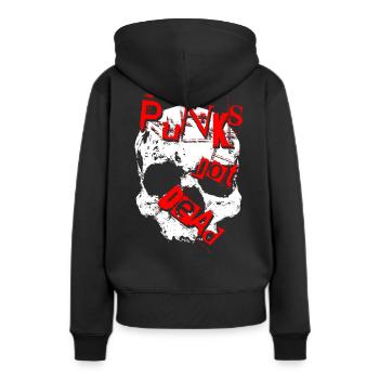 Punks Not Dead - Frauen Premium Bio Hoodie - Schwarz - Hinten - Julia (174cm)