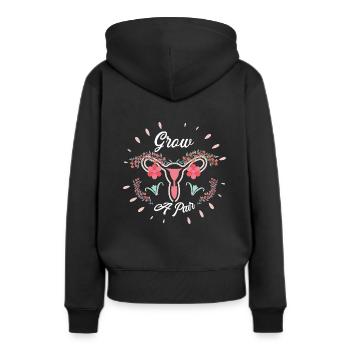 Feminismus Grow A Pair Frauenrechte Uterus - Frauen Premium Bio Hoodie - Schwarz - Hinten - Julia (174cm)