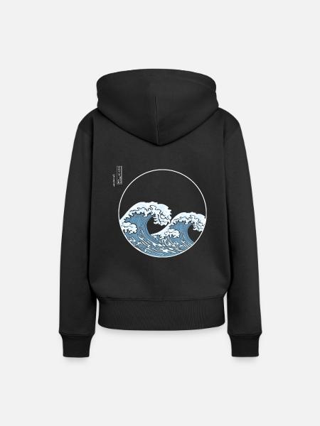 Kanagawa Große Welle Japan Japanische Kunst Kanji - Frauen Premium Bio Hoodie - Schwarz