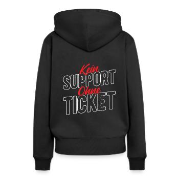 Kein Support Ohne Ticket - Kundenservice Programmi - Frauen Premium Bio Hoodie - Schwarz - Hinten - Julia (174cm)