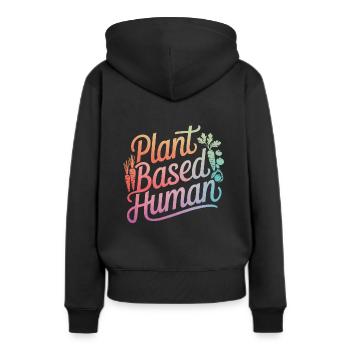Végétarien Végétalien Végétarien Végétarien - Sweat à capuche Premium bio Femme - noir - Dos - Julia (174cm)
